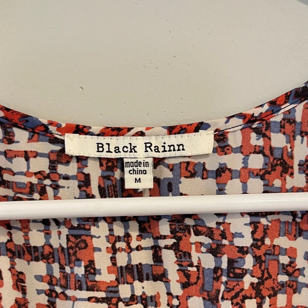 Black Rainn Red and White Patterned Tank Top